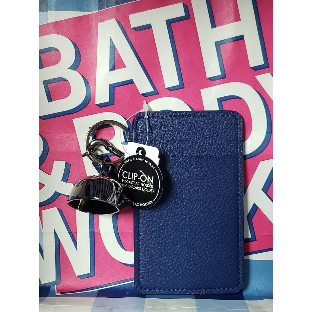 BBW Navy Blue ID Card Holder & Club PocketBac Holder Backpack Purse Bag Keychain